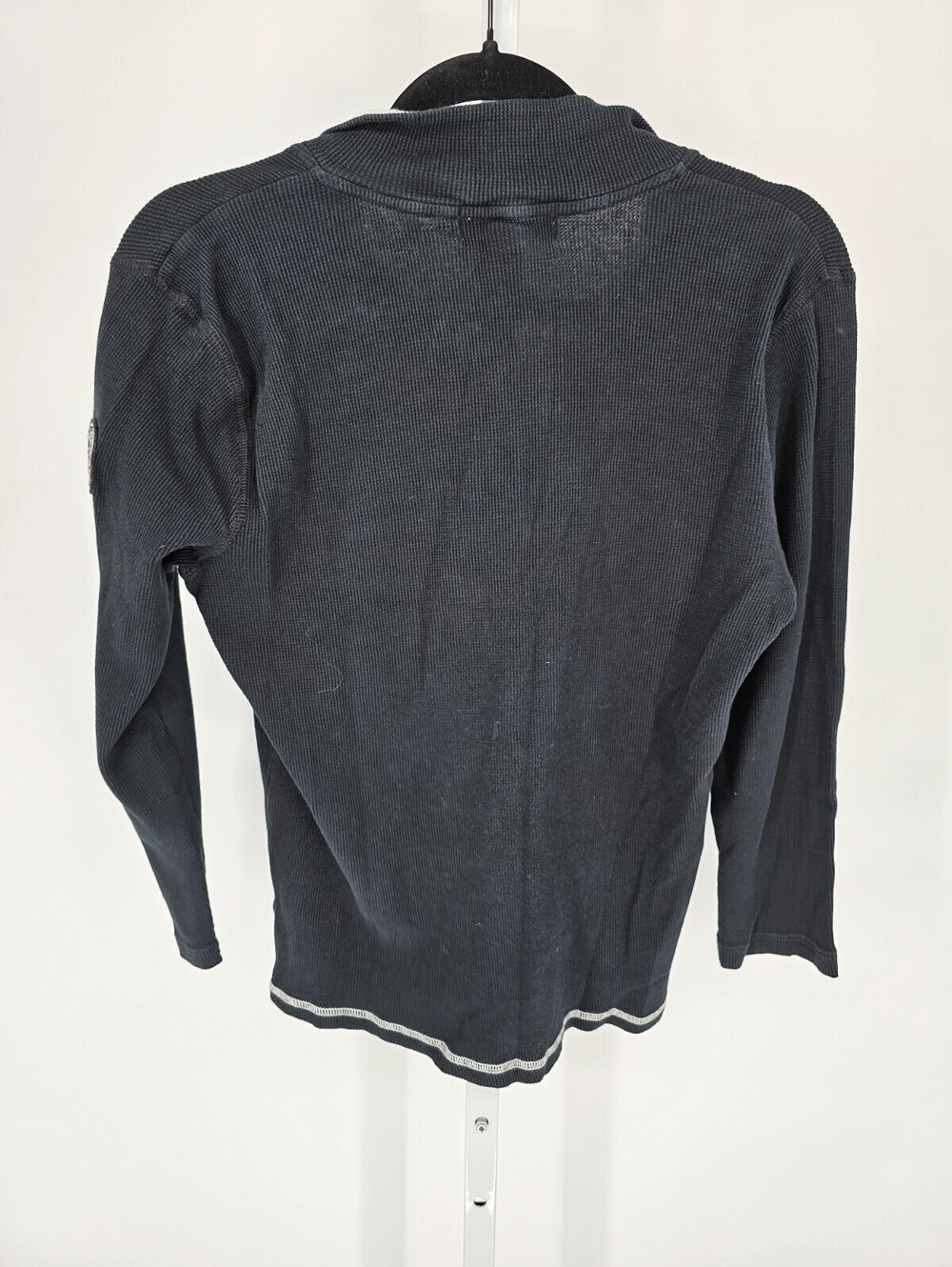 Lauren Ralph Lauren Women Sz XL Long Sleeve 1/4 Zip Waffle Knit Polo Shirt Black - Picture 4 of 4